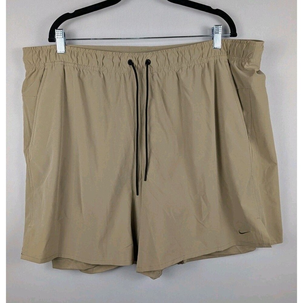 Nike Unlimited Shorts Mens 3XL Tan Lined Dri-FIT 7" 2-in-1 Versatile Comfort